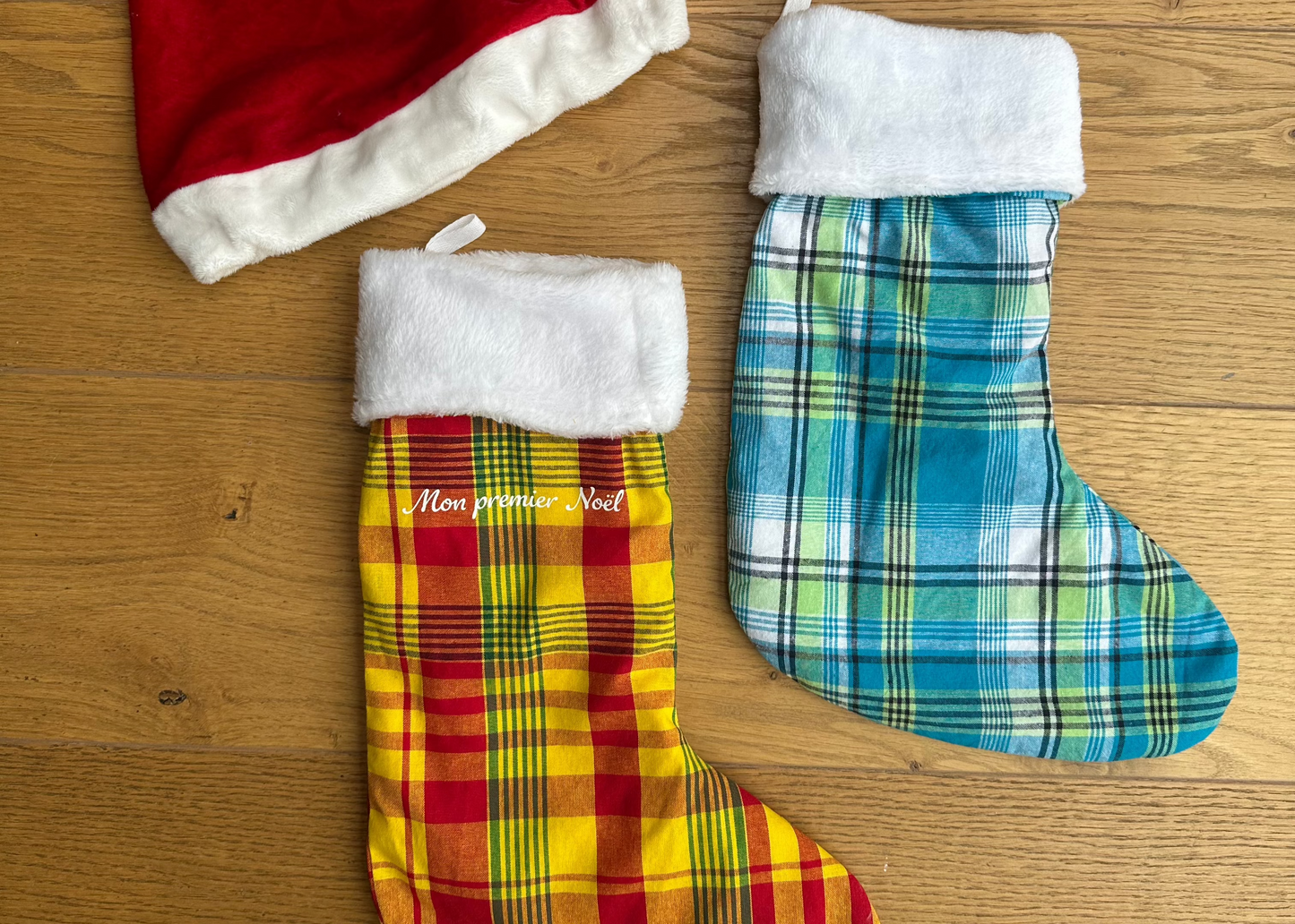 Chaussette de Noël personnalisée en madras traditionnel