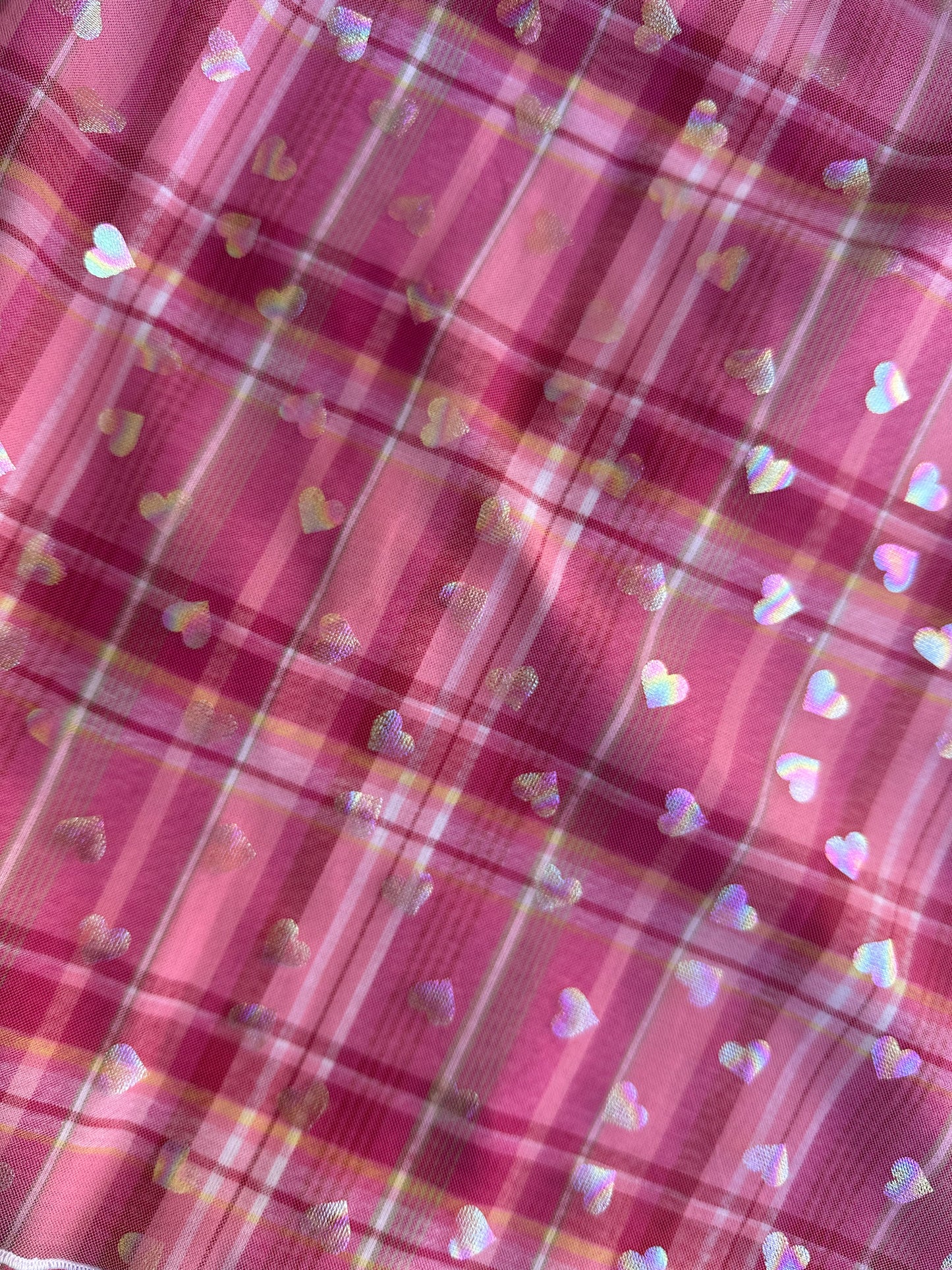 Robe bébé en madras et tulle rose à petits coeurs