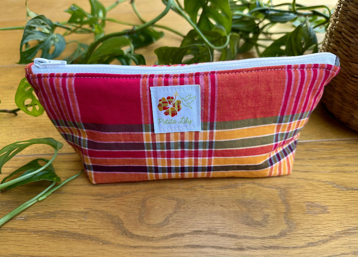 Trousse "Cerise" en madras rouge
