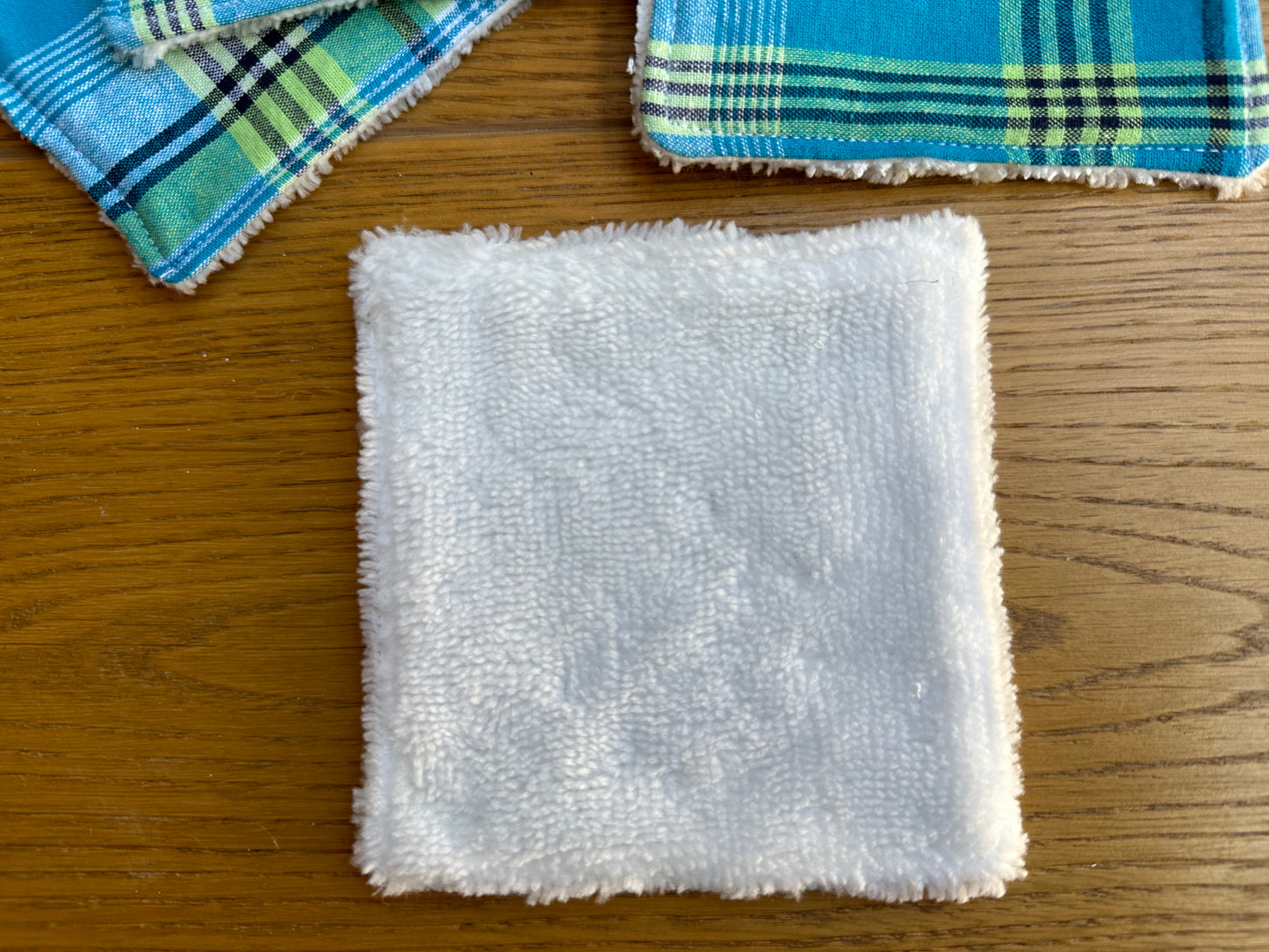 Lingettes lavables "Myrtille" en madras bleu
