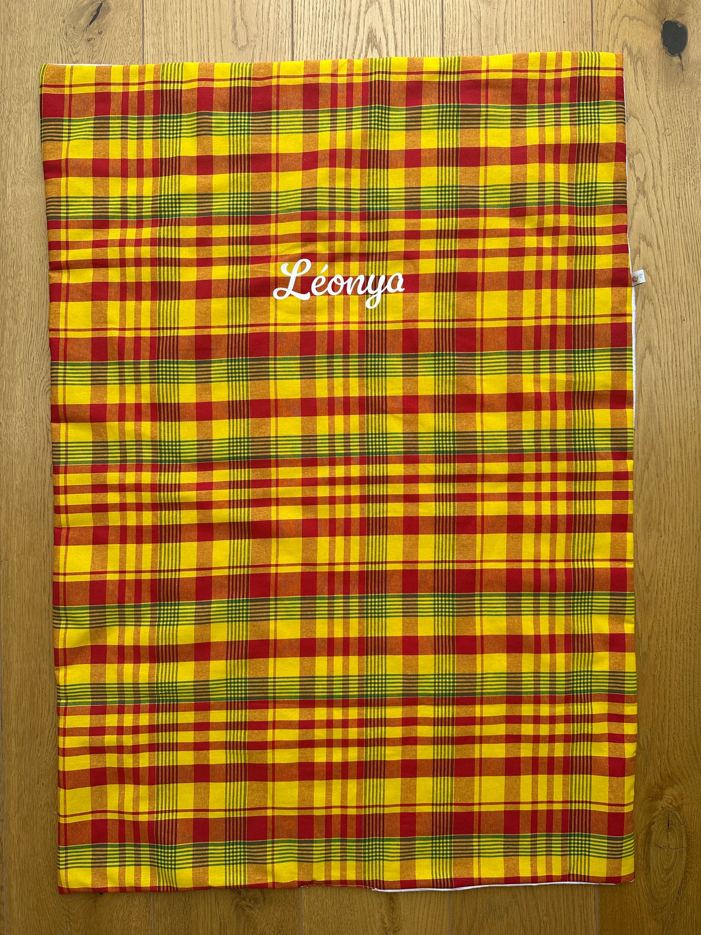 Couverture bébé "Maracuja" en madras traditionnel