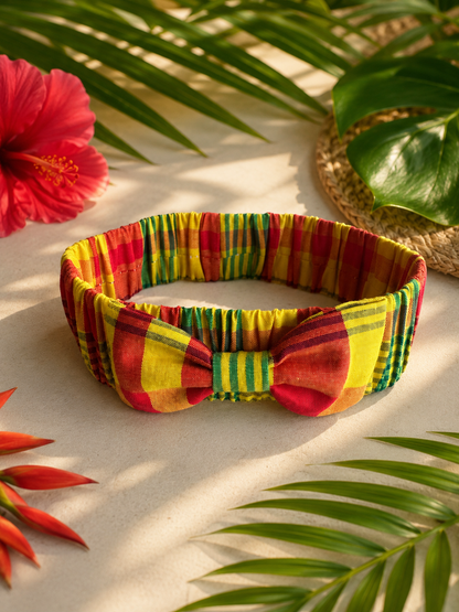 Bandeau bébé fille en madras avec nœud