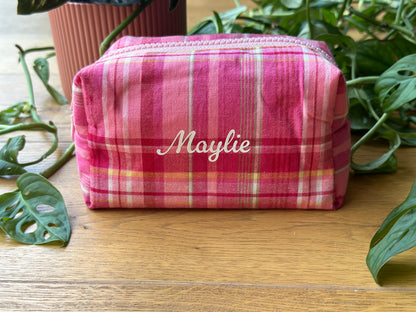 Trousse de toilette "Goyave" en madras rose