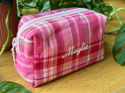 Trousse de toilette "Goyave" en madras rose