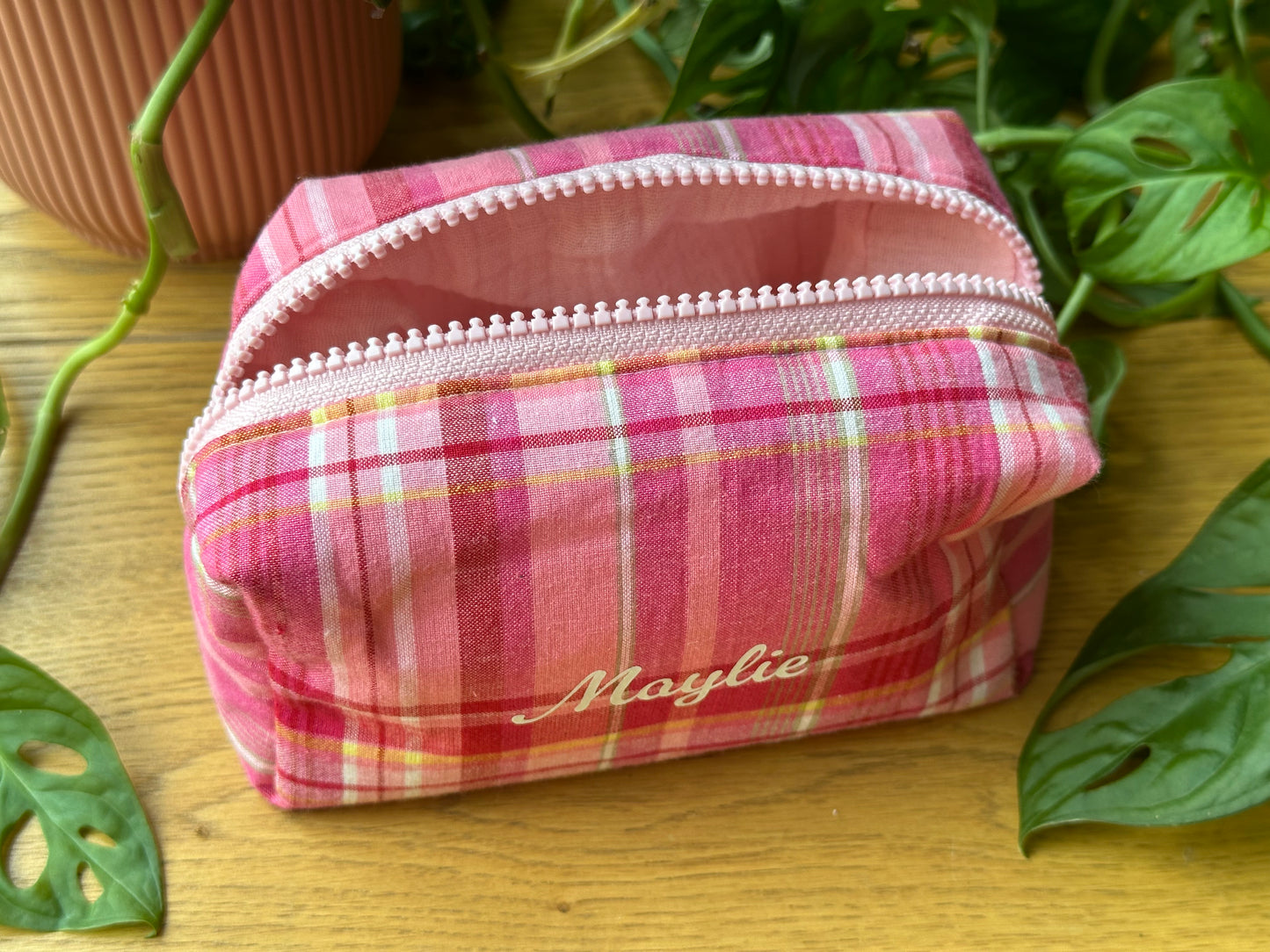 Trousse de toilette "Goyave" en madras rose