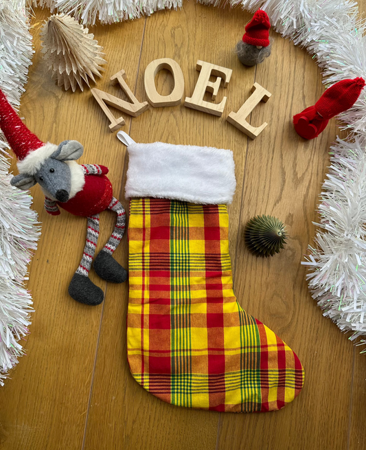 Chaussette de Noël personnalisée en madras traditionnel