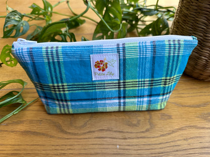 Trousse "Myrtille" en madras bleu