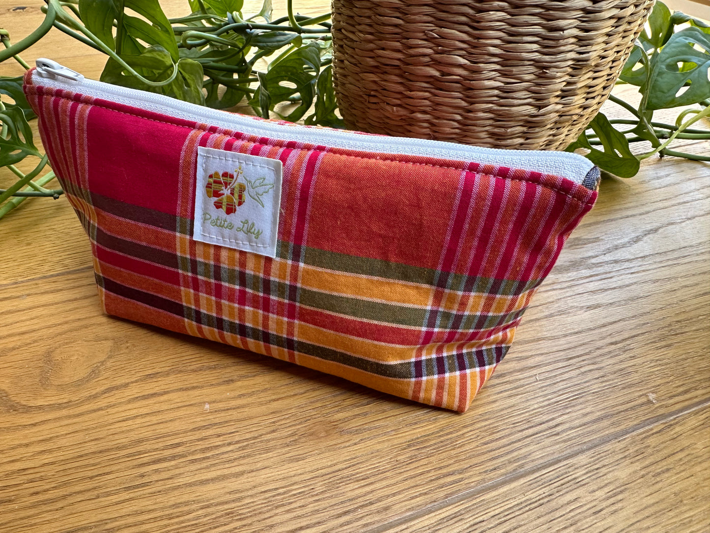 Trousse "Cerise" en madras rouge