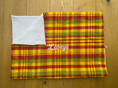 Couverture bébé "Maracuja" en madras traditionnel